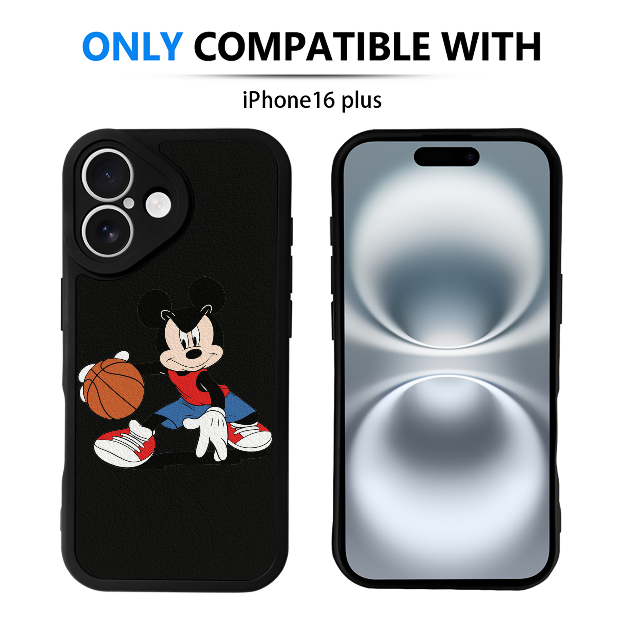 ミッキーマウス Mickey Mouse 【iPhone 16シリーズ対応】シリコンスマホケース（レザー調） 材質：シリコン